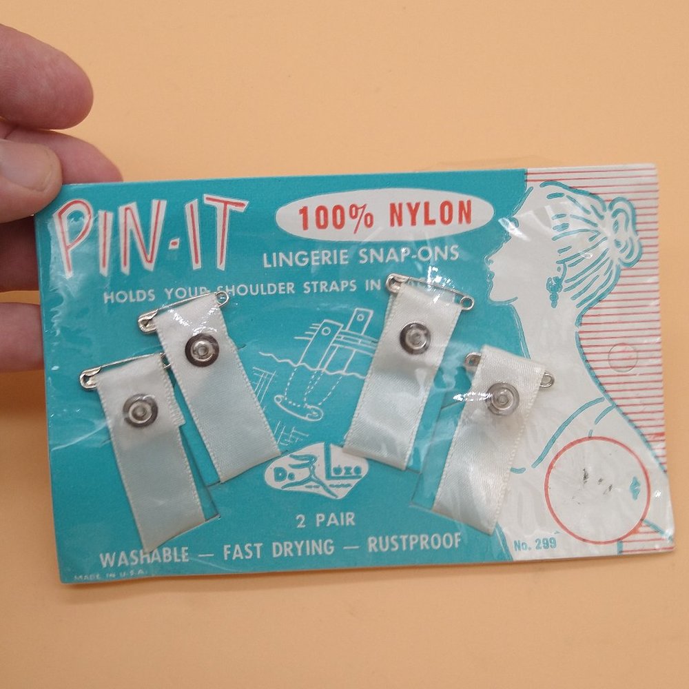 Vintage Pin-It 100% Nylon Lingerie Snap Ons Unopened NIP